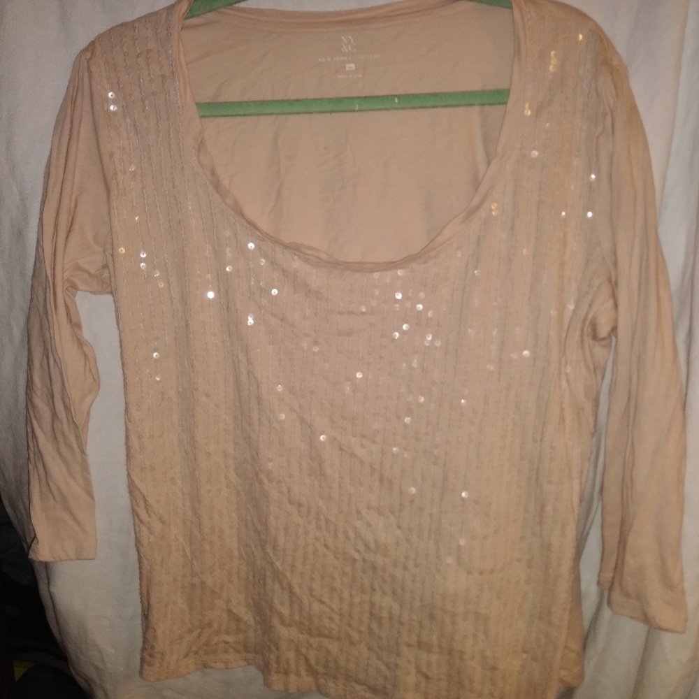 NY&C Sequin scoop neck shirt XL petite